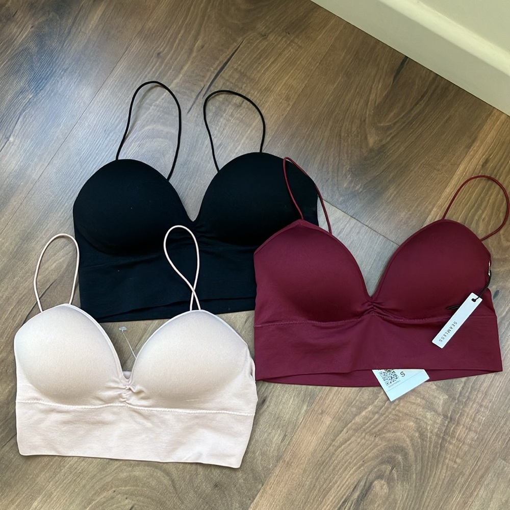 Three padded seamless bralettes